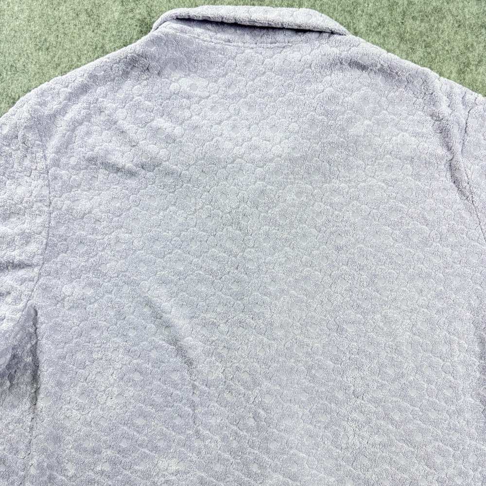 ASOS DESIGN Mens 2XL Lilac Towelling Textured Revere Collar Shirt Short Sleeve - Picture 10 of 10